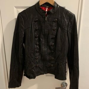 Free people black leather jacket.